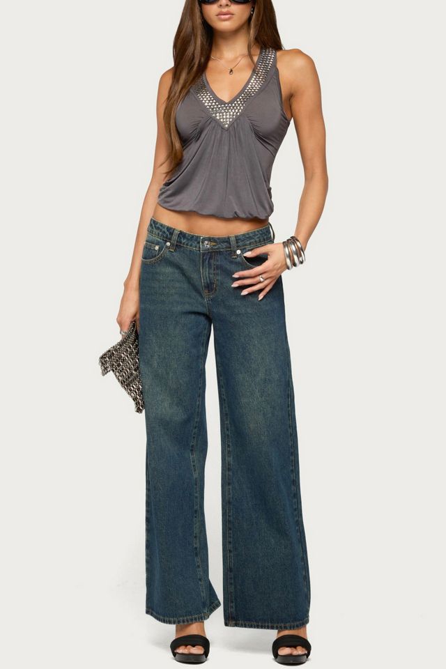Edikted Brise Studded Draped Top #1