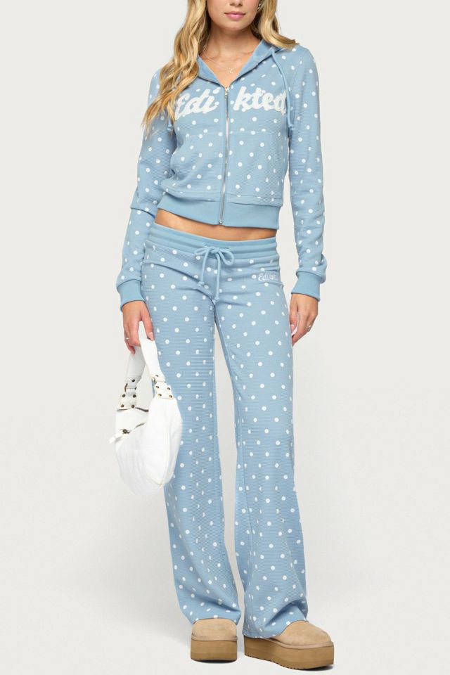 Edikted Dilly Polka Dot Waffle Hoodie #1