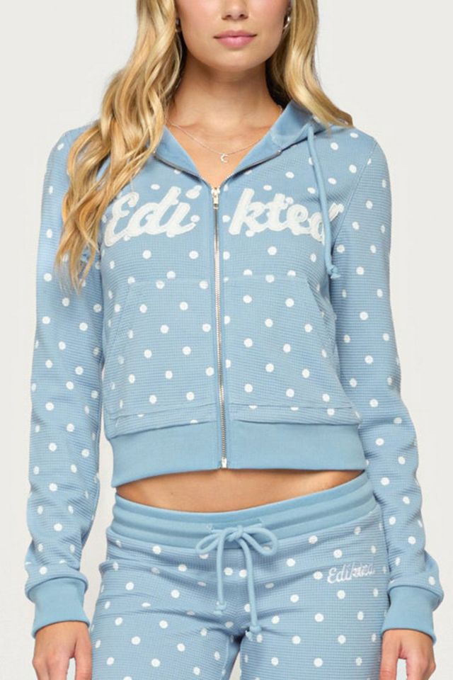 Edikted Dilly Polka Dot Waffle Hoodie #2