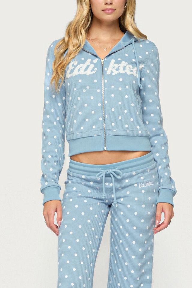 Edikted Dilly Polka Dot Waffle Hoodie #3