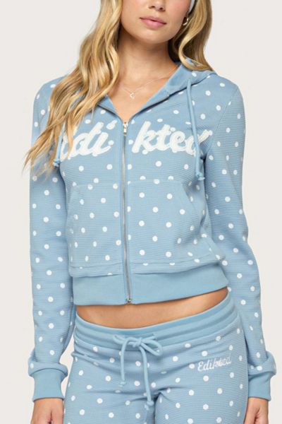 Edikted Dilly Polka Dot Waffle Hoodie