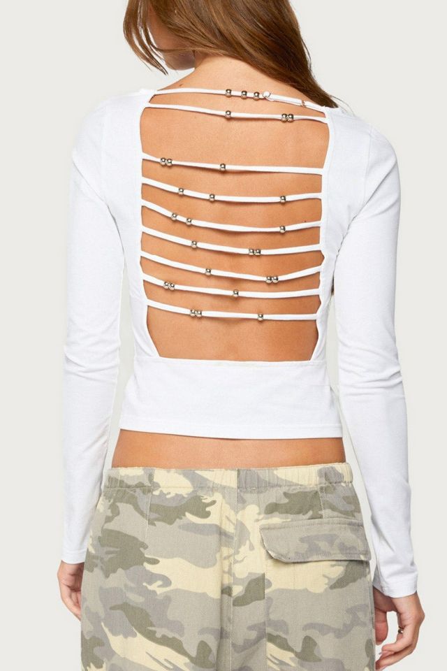 Edikted Coeli Beaded Strappy Open Back Top #4