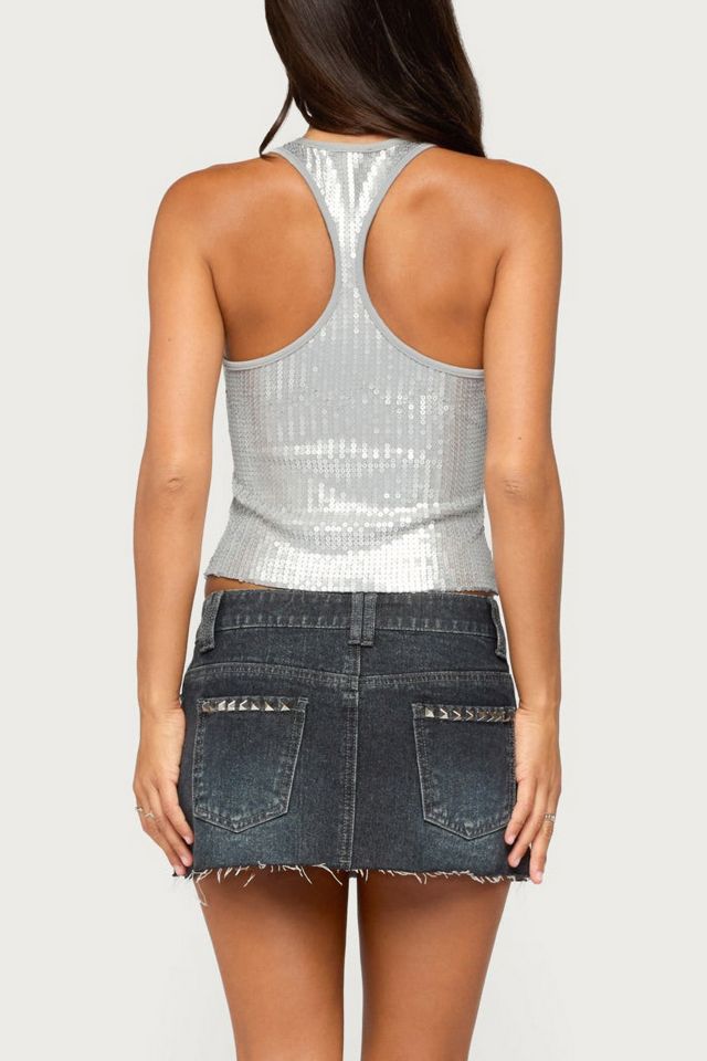 Edikted Dyla Sequin Racerback Tank Top #3