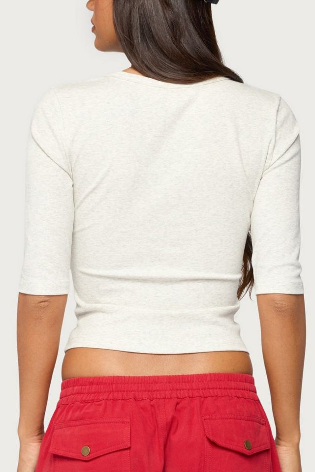 Edikted Garla V Neck Three-Quarter Sleeve Top #4