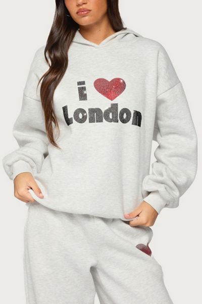 Edikted London Obsessed Rhinestone Hoodie
