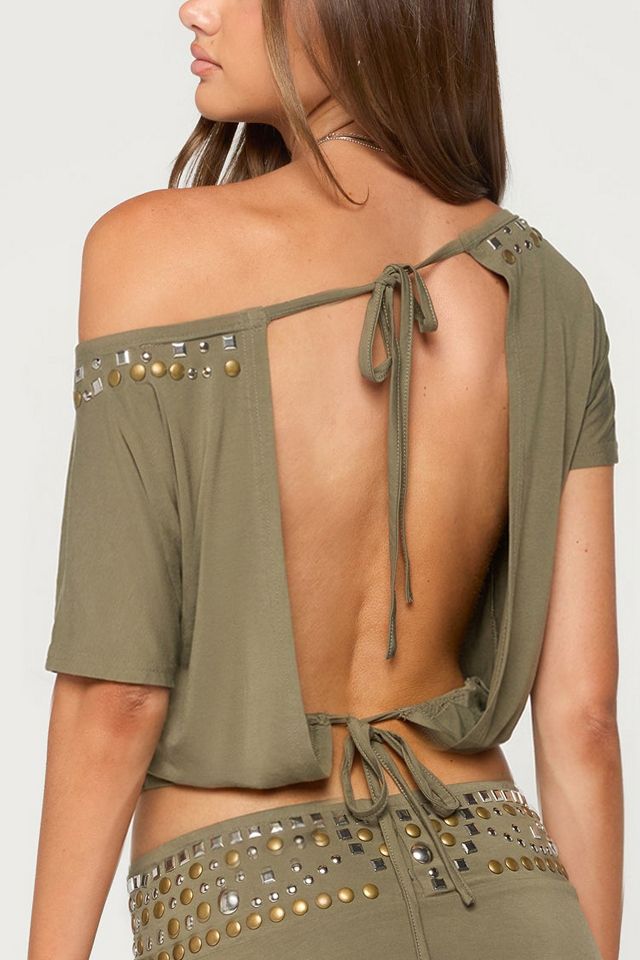 Edikted Feeva Backless Studded Off Shoulder Top #4