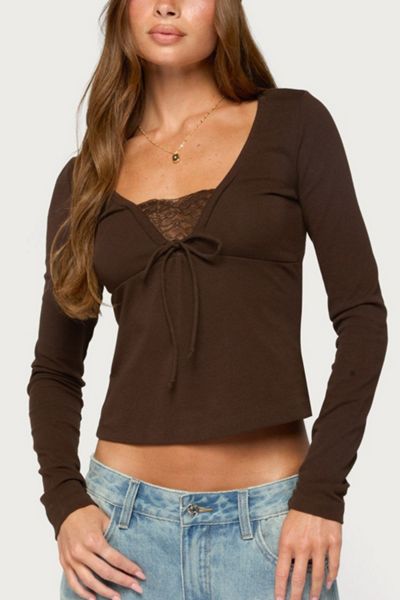 Edikted Saela Lacey Long Sleeve Top