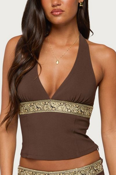 Edikted Jasia Sequin Halter Top