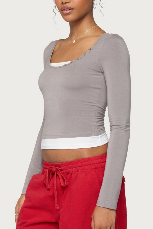 Edikted Maira Long Sleeve Constrast Layered Top #2