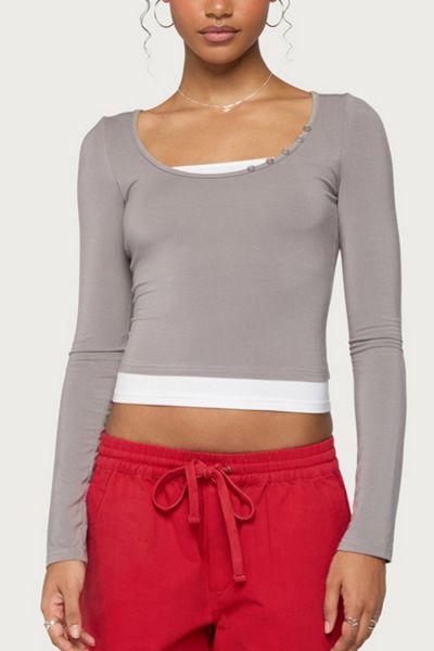 Edikted Maira Long Sleeve Constrast Layered Top