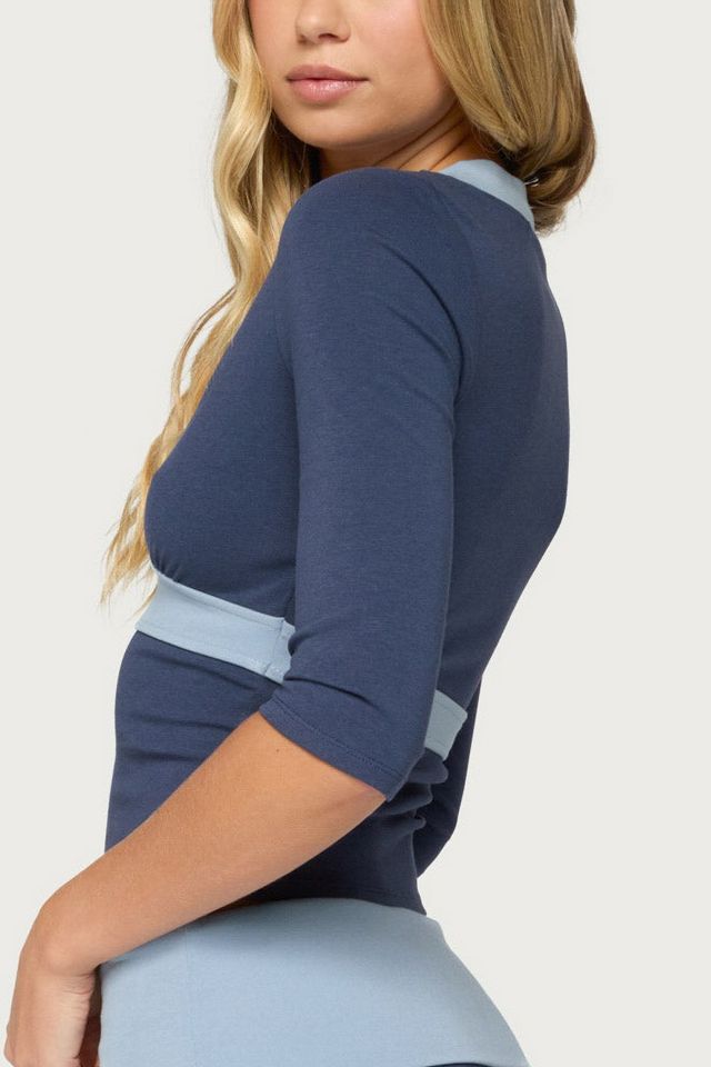 Edikted Zeala Three-Quarter Sleeve V Neck Top #2