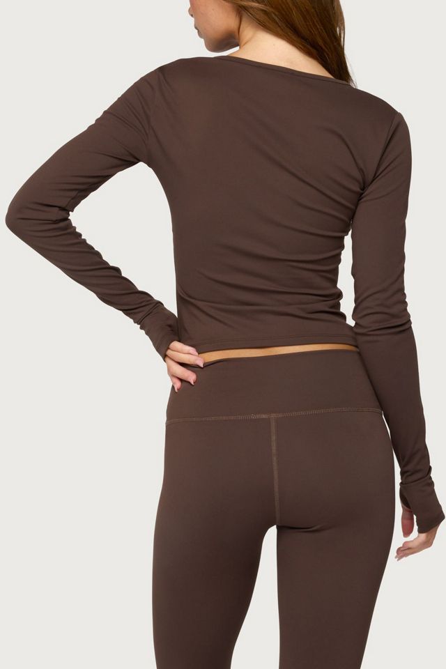 Edikted Seana Long Sleeve V Neck Top #4