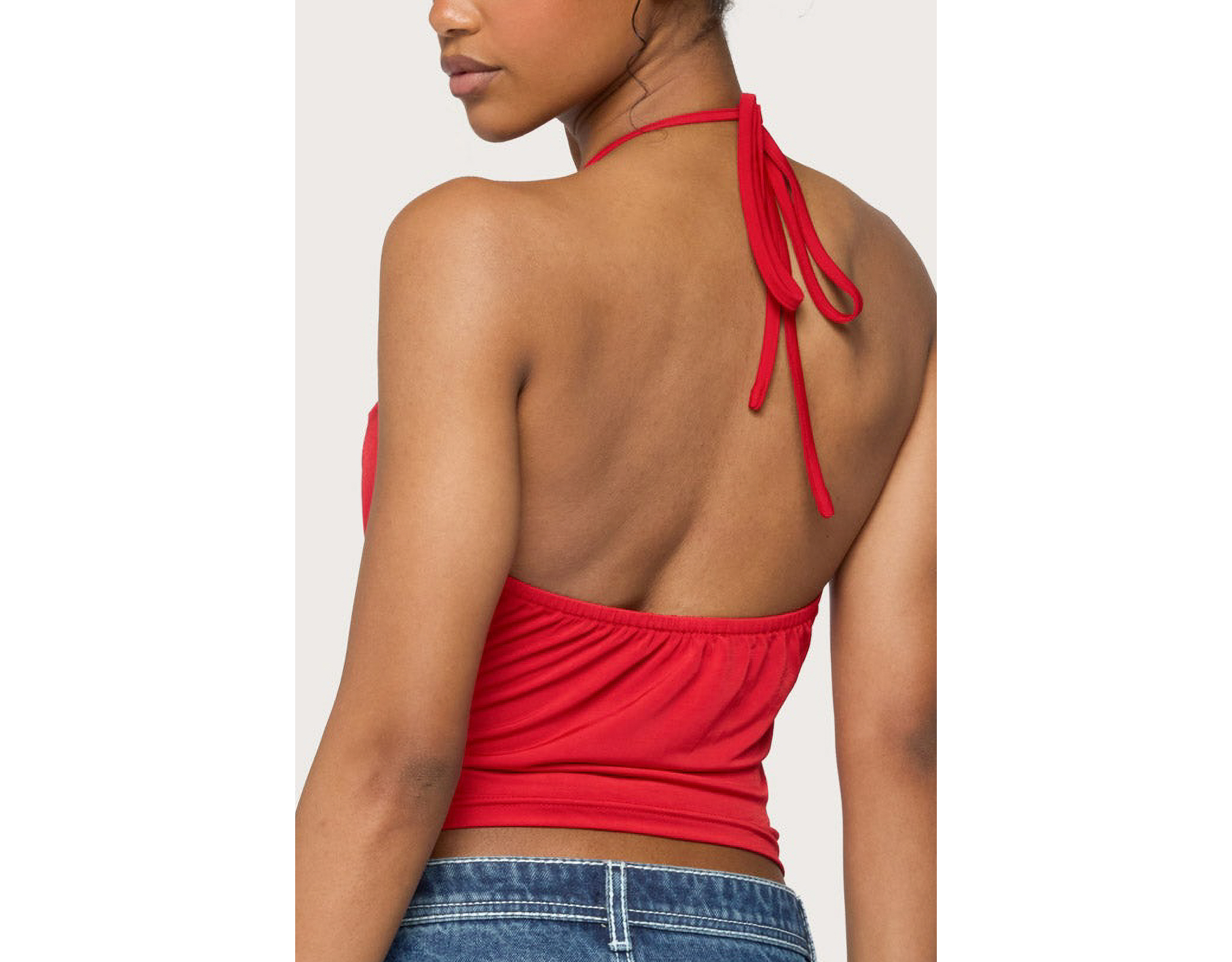 Edikted Sania Cutout Cowl Neck Grommet Top