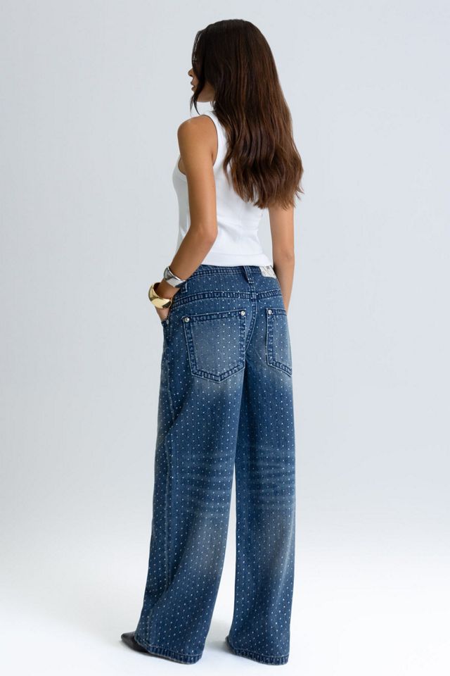Miss Me Madonna Rhinestone Baggy Wide Leg Jeans #4