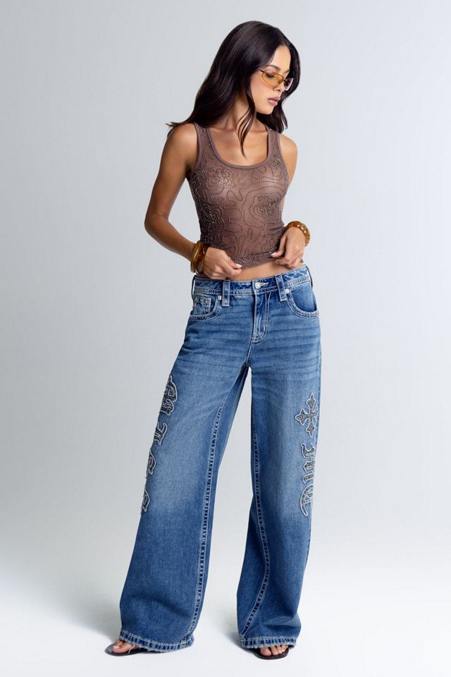 Miss Me Azalea Embroidered Baggy Wide Leg Jeans #1
