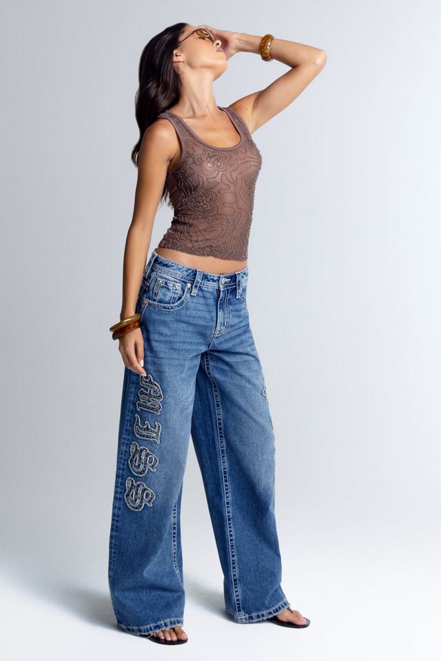 Miss Me Azalea Embroidered Baggy Wide Leg Jeans #4