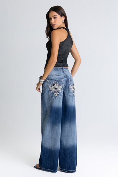 Miss Me Helena Appliqué Baggy Wide Leg Jean