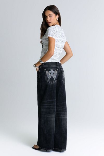 Miss Me Covet Embellished Baggy Wide Leg Jeans