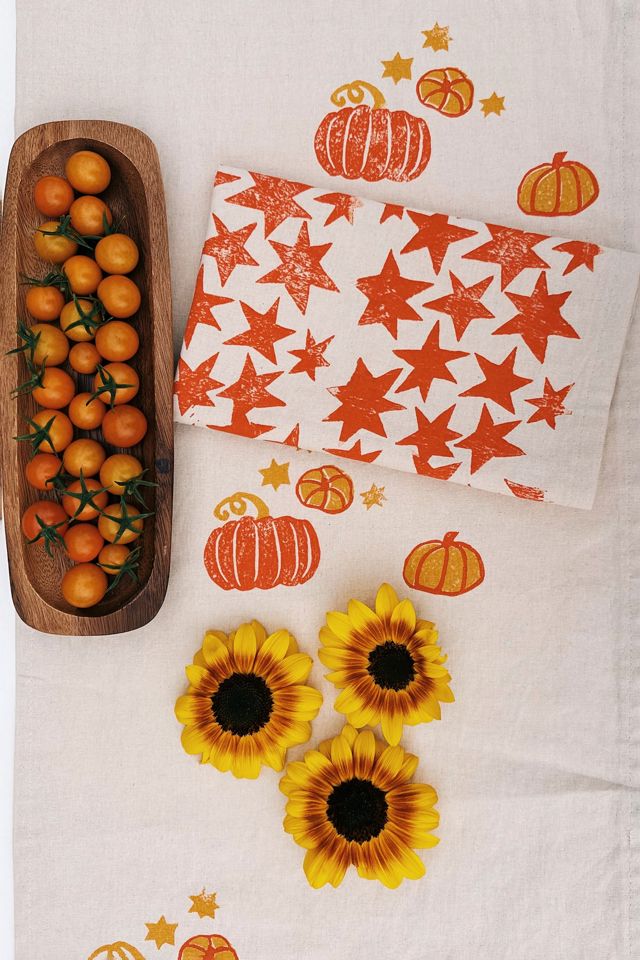 Julie Peach Block Printed Fairytale Pumpkins Runner #1