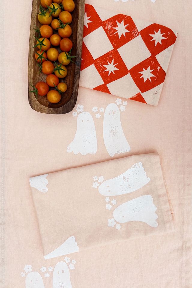 Julie Peach Block Printed Ghosts Runner #1