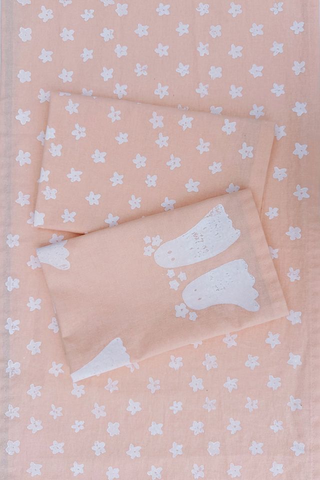 Julie Peach Block Printed Mini Floral Runner #1