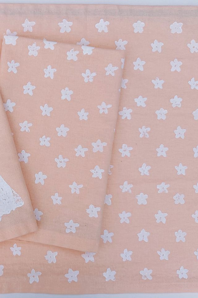 Julie Peach Block Printed Mini Floral Runner #2