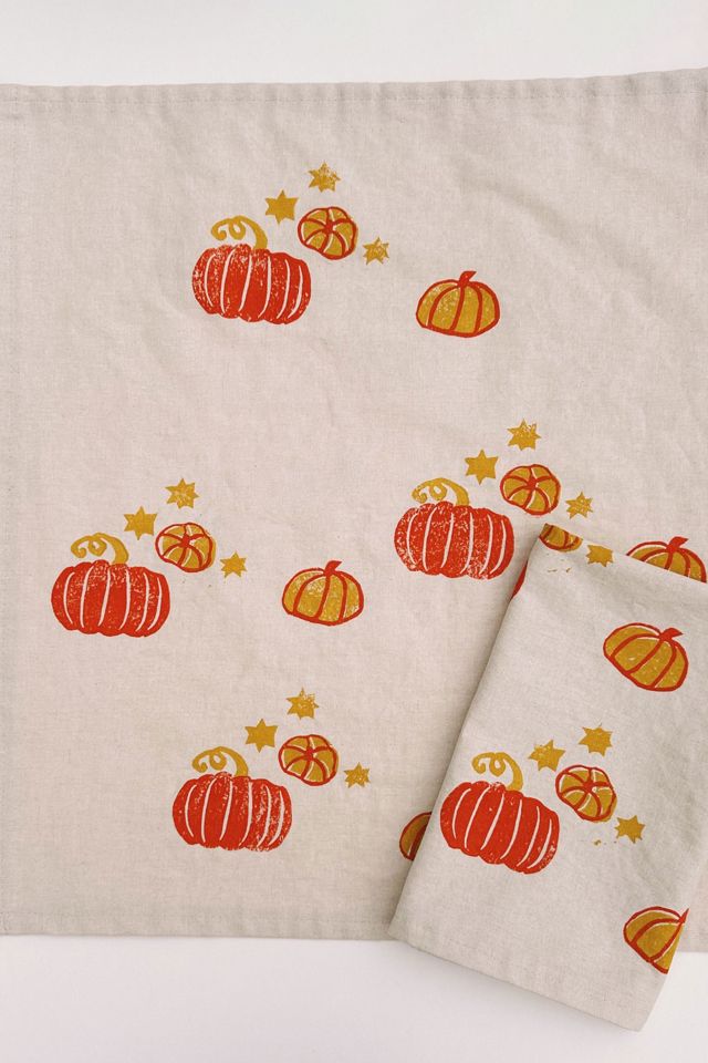 Julie Peach Block Printed Fairytale Pumpkin Napkins #1