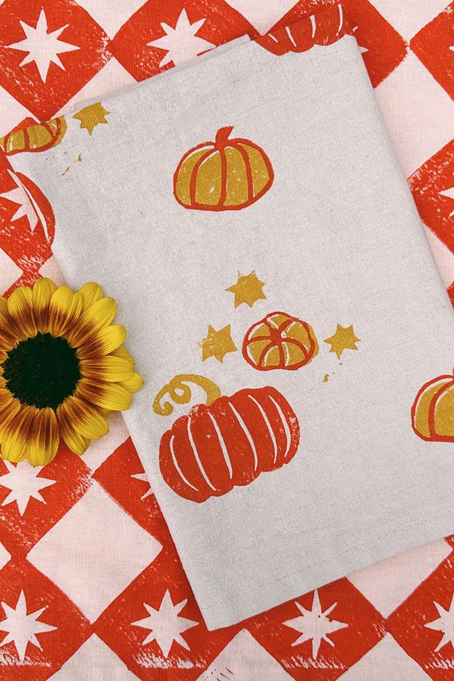 Julie Peach Block Printed Fairytale Pumpkin Napkins #2
