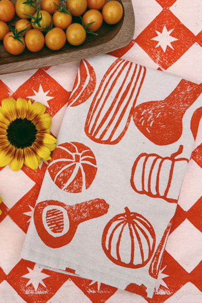 Julie Peach Block Printed Gourds Napkins