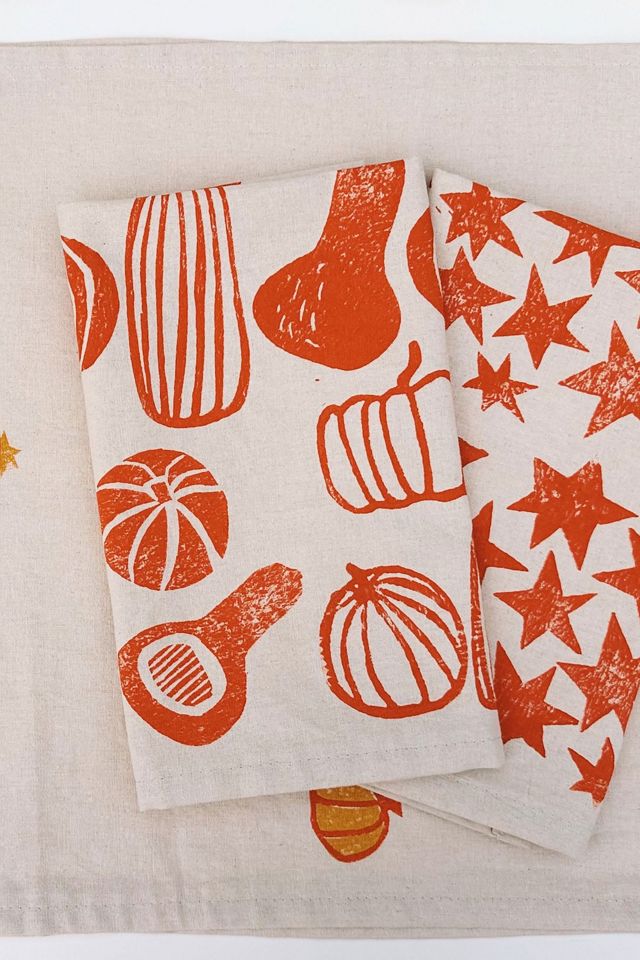 Julie Peach Block Printed Gourds Napkins #1