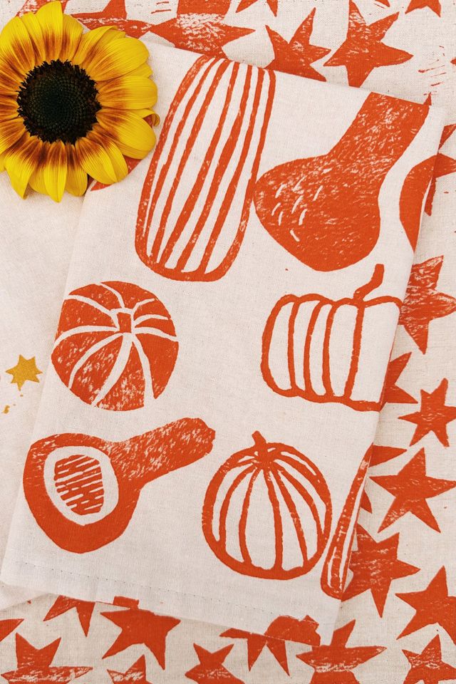Julie Peach Block Printed Gourds Napkins #2
