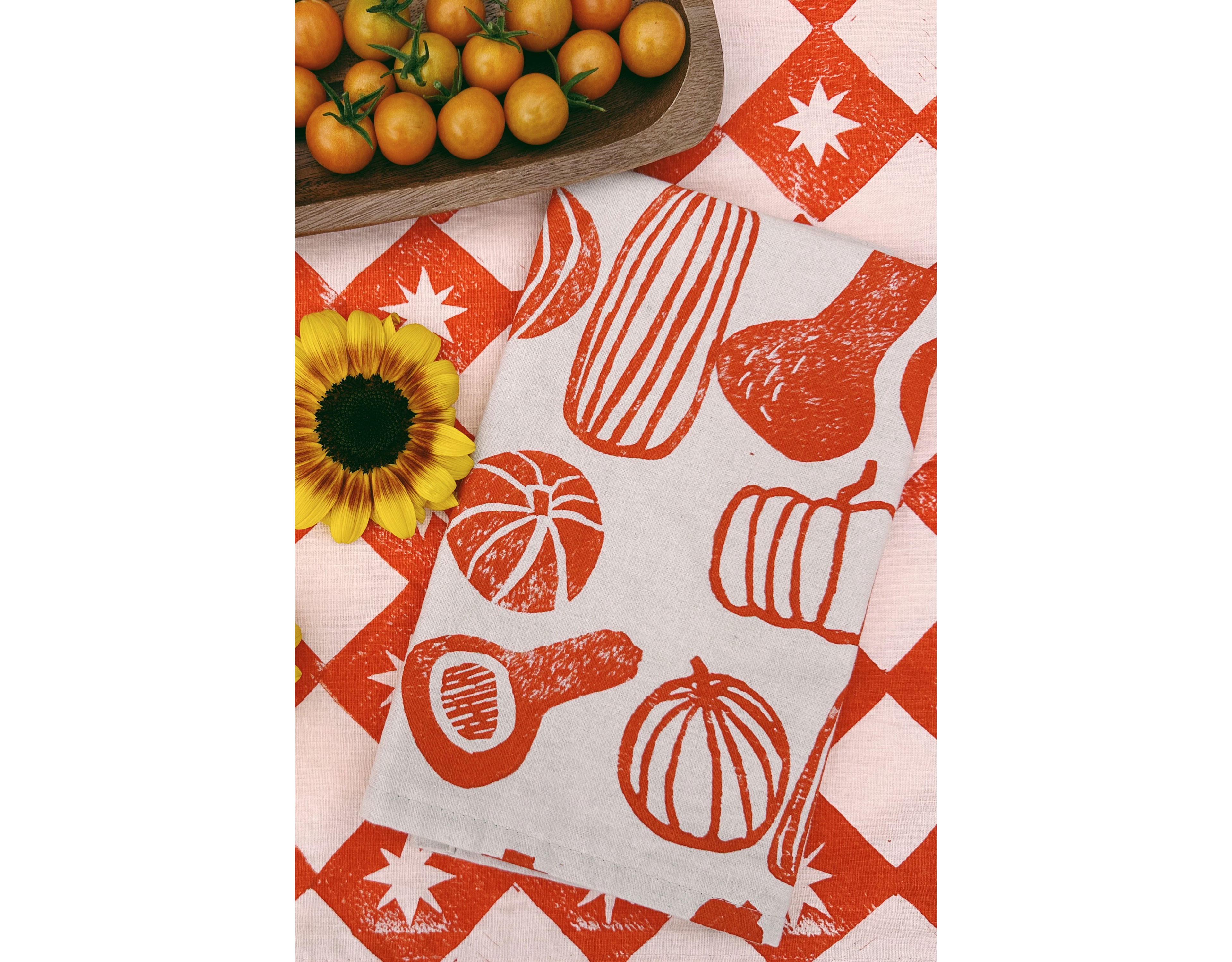 Julie Peach Block Printed Gourds Napkins