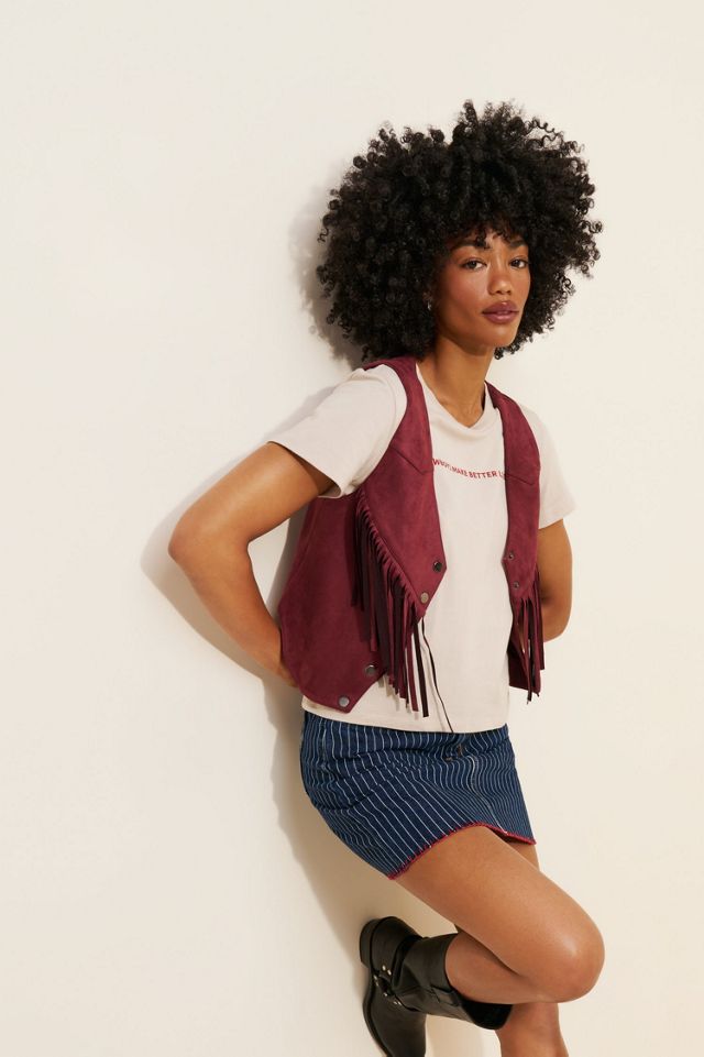 4SI3NNA Vegan Suede Fringe Vest #2