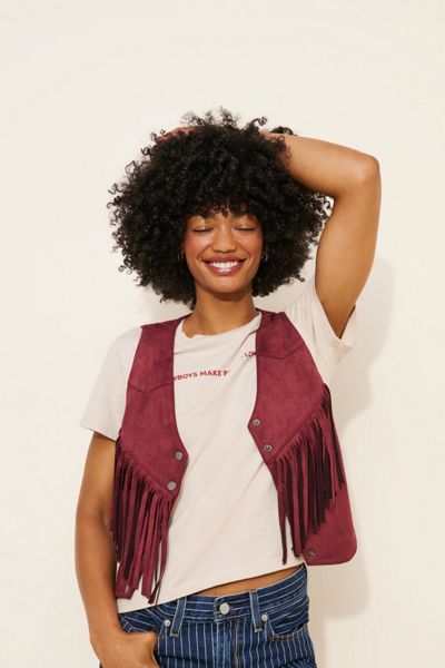 4SI3NNA Vegan Suede Fringe Vest