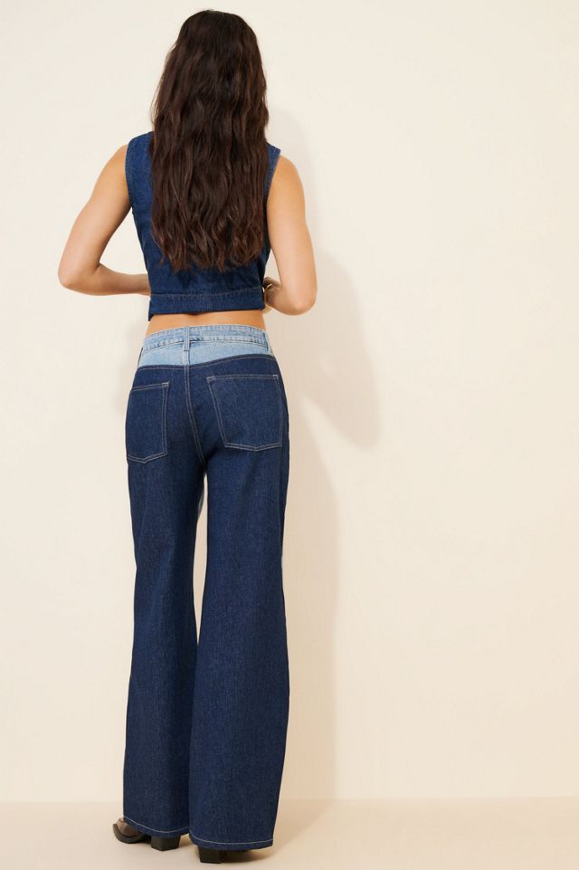Warp + Weft Wide Leg Color Block Jeans #1