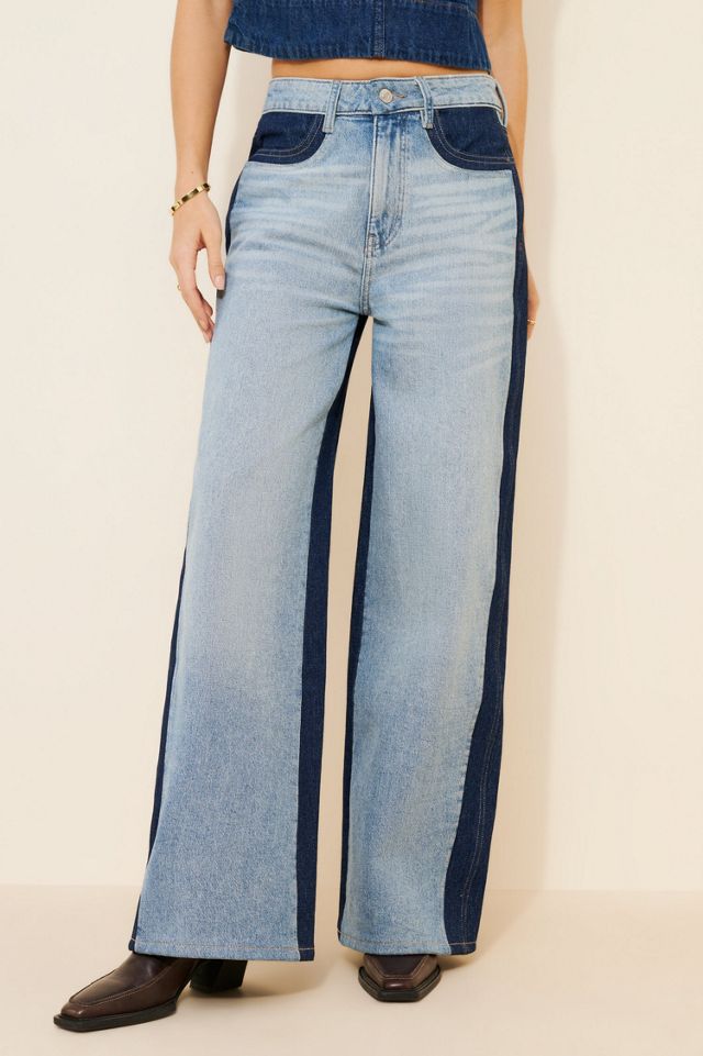 Warp + Weft Wide Leg Color Block Jeans #3