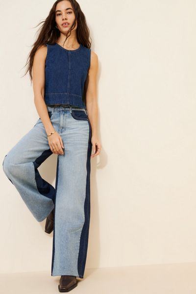 Warp + Weft Wide Leg Color Block Jeans
