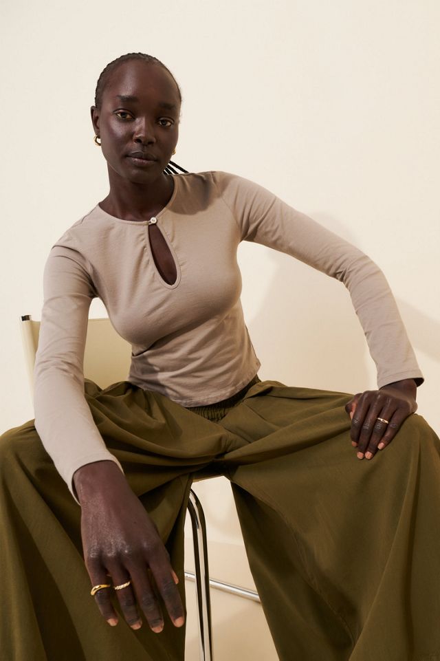 Motel Jenji Long Sleeve Pearl Button Top #3