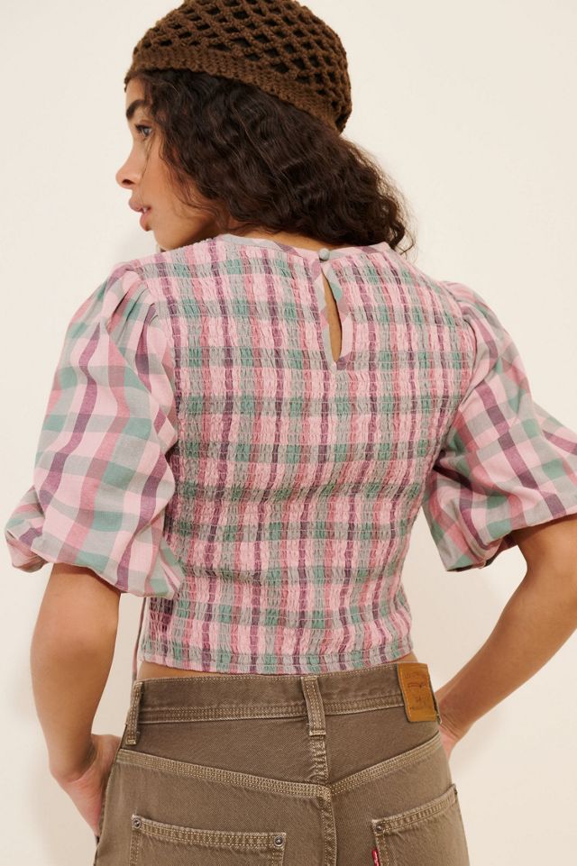 Native Youth Smocked Bodice Puff Sleeve Top #1