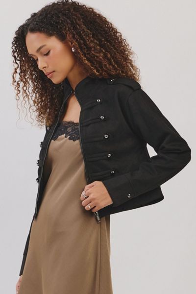 Personal Code Napoleon Suede Military Button Jacket