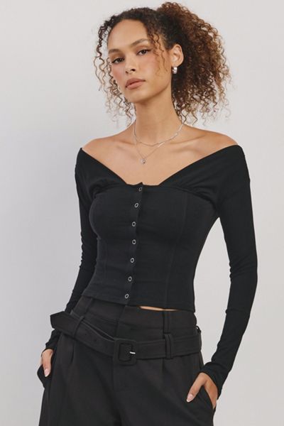 Personal Code Sophie Ruched Off Shoulder Top