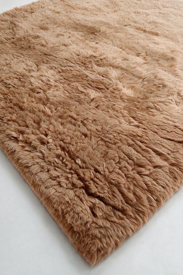 Jubi Solid Color Shag Wool Rug Hand-Knotted #3