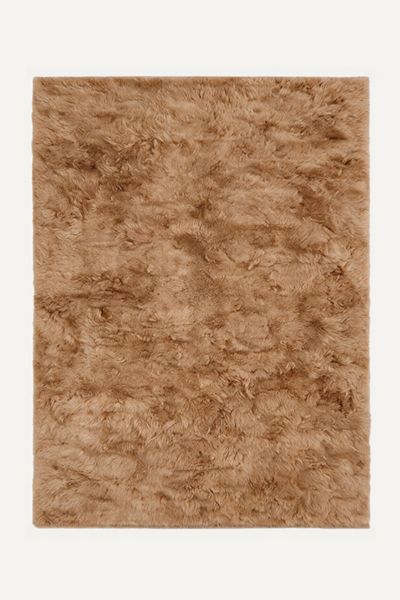 Jubi Solid Color Shag Wool Rug Hand-Knotted