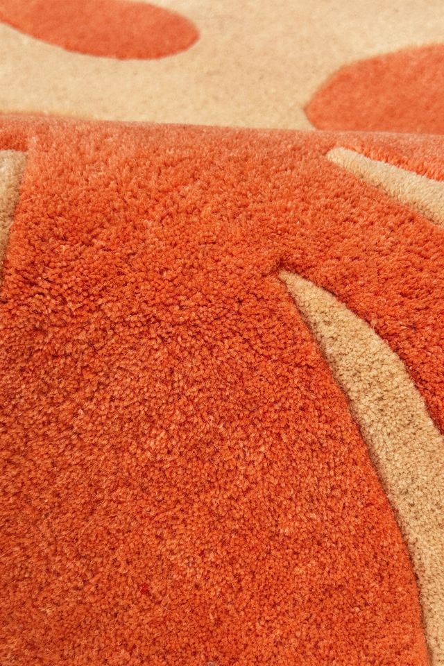 Jubi Abstract Floral Square Wool Rug #1