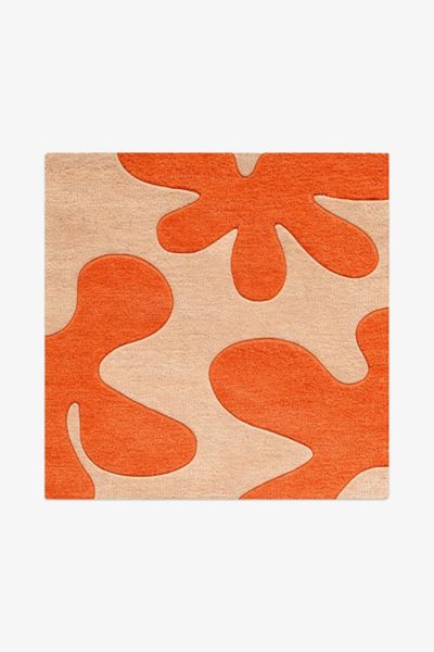 Jubi Abstract Floral Square Wool Rug