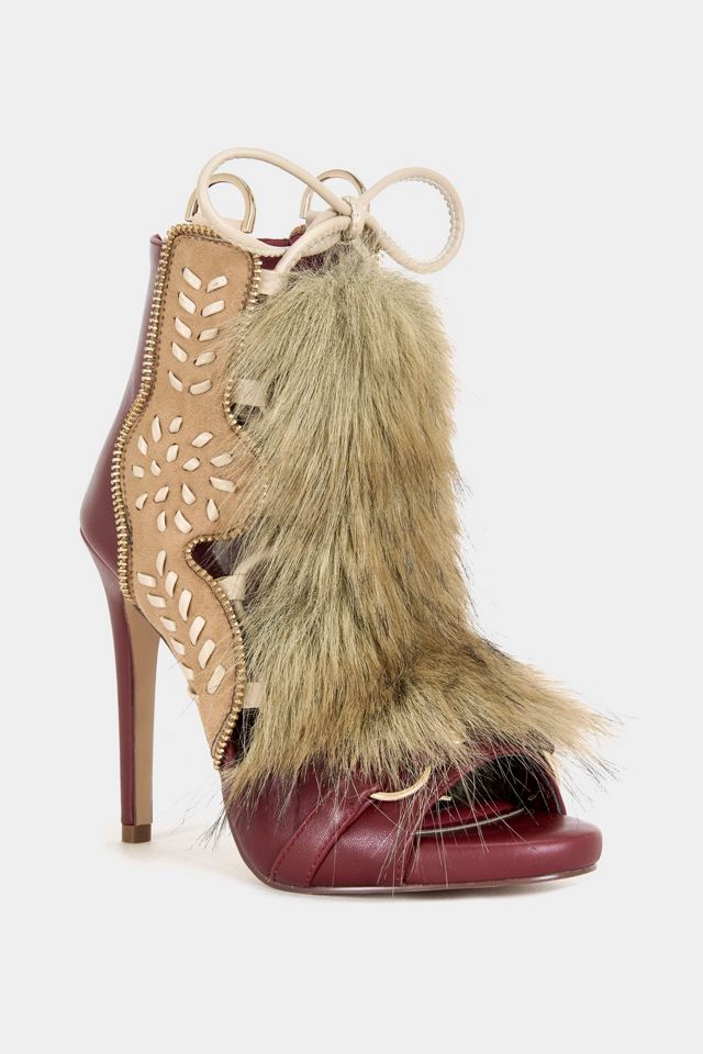 Azalea Wang Shainy Faux Fur Gladiator Heel #2