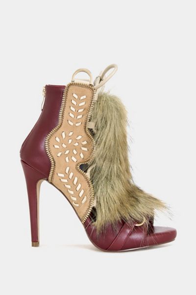 Azalea Wang Shainy Faux Fur Gladiator Heel