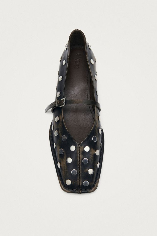 ALOHAS Sway All Studs Vintage Effect Leather Ballet Flats #1