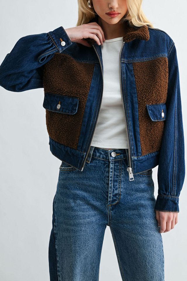 Jemina Denim Two Tone Shearling Denim Jacket #1