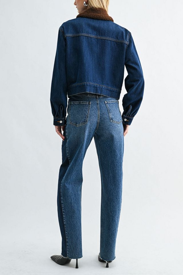 Jemina Denim Two Tone Shearling Denim Jacket #4